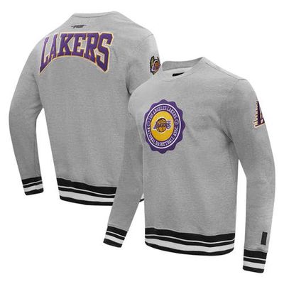 Men's Pro Standard Heather Gray Los Angeles Lakers Crest Emblem Pullover Sweatshirt