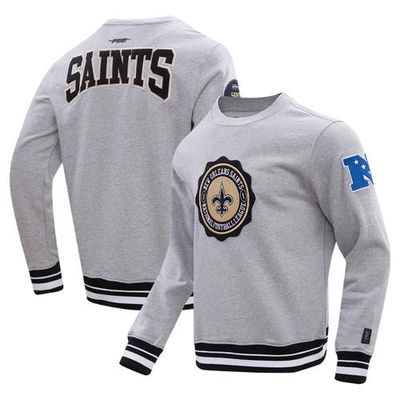 Men's Pro Standard Heather Gray New Orleans Saints Crest Emblem Pullover Sweatshirt