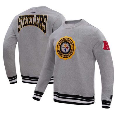 Men's Pro Standard Heather Gray Pittsburgh Steelers Crest Emblem Pullover Sweatshirt