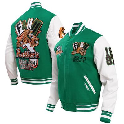 Men's Pro Standard Kelly Green Florida A & M Rattlers Homecoming Varsity Full-Snap Jacket