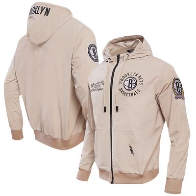 Men's Pro Standard Khaki Brooklyn Nets Hybrid Full-Zip Hoodie