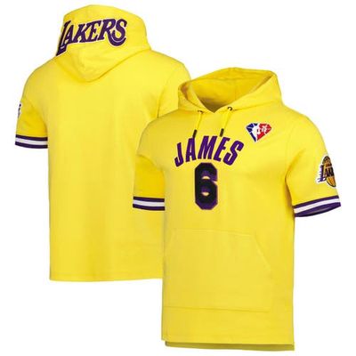 Men's Pro Standard LeBron James Gold Los Angeles Lakers Name & Number Short Sleeve Pullover Hoodie