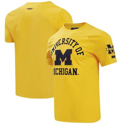 Men's Pro Standard Maize Michigan Wolverines Classic Stacked Logo T-Shirt in Gold