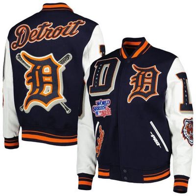 Men's Pro Standard Navy Detroit Tigers Mash Up Logo Varsity Full-Zip Jacket