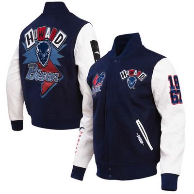 Men's Pro Standard Navy Howard Bison Homecoming Varsity Full-Snap Jacket