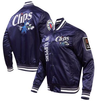 Men's Pro Standard Navy LA Clippers 2023/24 City Edition Satin Full-Snap Jacket