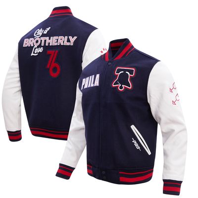 Men's Pro Standard Navy Philadelphia 76ers 2023/24 City Edition Full-Zip Varsity Jacket