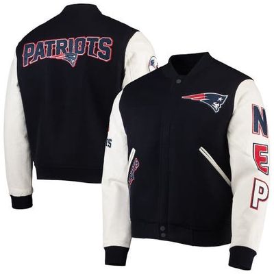 Men's Pro Standard Navy/White New England Patriots Logo Varsity Full-Zip Jacket