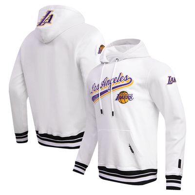 Men's Pro Standard White Los Angeles Lakers Script Tail Pullover Hoodie