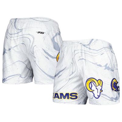 Men's Pro Standard White Los Angeles Rams Allover Marble Print Shorts