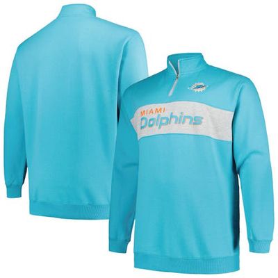 Men's Profile Aqua Miami Dolphins Big & Tall Fleece Quarter-Zip Jacket