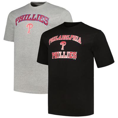 Men's Profile Black/Heather Gray Philadelphia Phillies Big & Tall T-Shirt Combo Pack