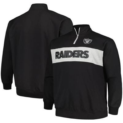 Men's Profile Black Las Vegas Raiders Big & Tall Fleece Quarter-Zip Jacket
