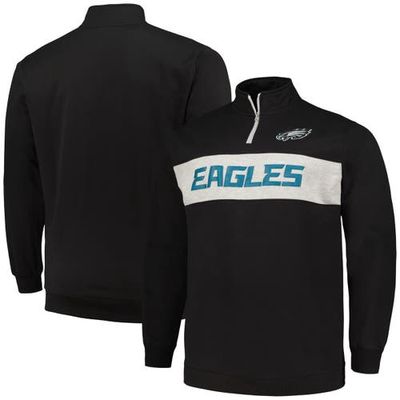 Men's Profile Black Philadelphia Eagles Big & Tall Fleece Quarter-Zip Jacket