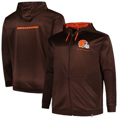 Men's Profile Brown Cleveland Browns Big & Tall Defender Full-Zip Hoodie