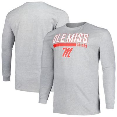 Men's Profile Gray Ole Miss Rebels Big & Tall Two-Hit Long Sleeve T-Shirt