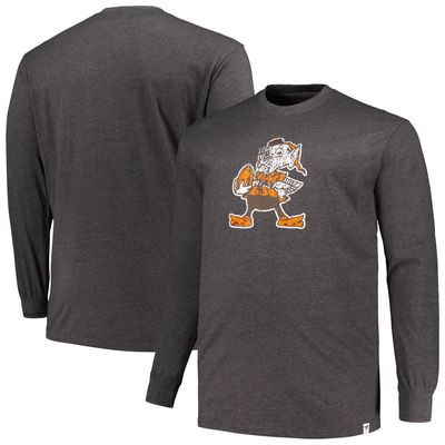 Men's Profile Heather Charcoal Cleveland Browns Big & Tall Throwback Long Sleeve T-Shirt
