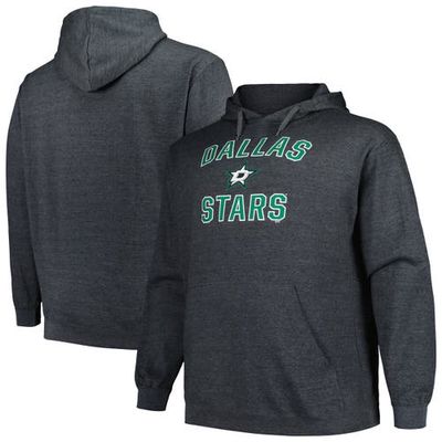 Men's Profile Heather Charcoal Dallas Stars Big & Tall Arch Over Logo Pullover Hoodie