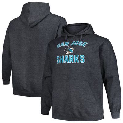Men's Profile Heather Charcoal San Jose Sharks Big & Tall Arch Over Logo Pullover Hoodie