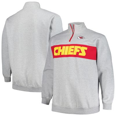 Men's Profile Heather Gray Kansas City Chiefs Quarter-Zip Top