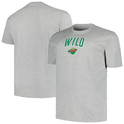 Men's Profile Heather Gray Minnesota Wild Big & Tall Arch Over Logo T-Shirt