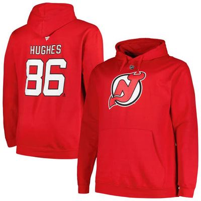 Men's Profile Jack Hughes Red New Jersey Devils Big & Tall Name & Number Pullover Hoodie