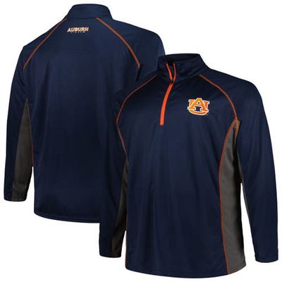 Men's Profile Navy Auburn Tigers Big & Tall Quarter-Zip Raglan Jacket