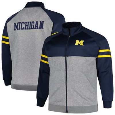 Men's Profile Navy Michigan Wolverines Big & Tall Fleece Full-Zip Jacket