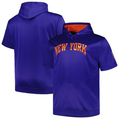 Men's Profile Royal New York Mets Big & Tall Contrast Short Sleeve Pullover Hoodie