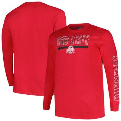 Men's Profile Scarlet Ohio State Buckeyes Big & Tall Two-Hit Graphic Long Sleeve T-Shirt