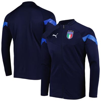 Men's Puma Gray Italy National Team DryCELL Training Raglan Full-Zip Jacket in Navy