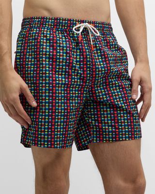 Men's Punto Geometric-Print Swim Shorts