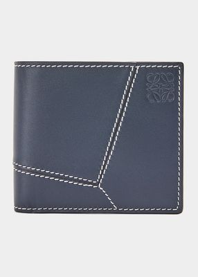 Men's Puzzle Stitches Leather Bifold Wallet