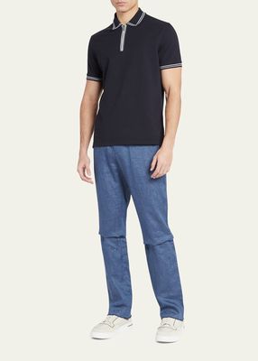 Men's Quarter-Zip Stretch Pique Polo Shirt