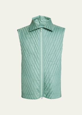 Men's Quilted and Pleated Vest