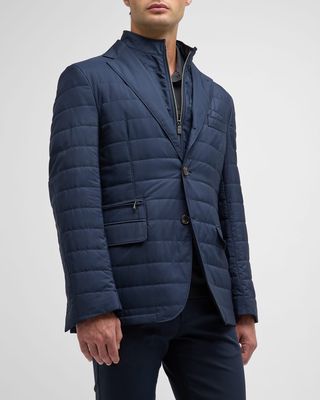 Men's Quilted Blazer with Detachable Liner