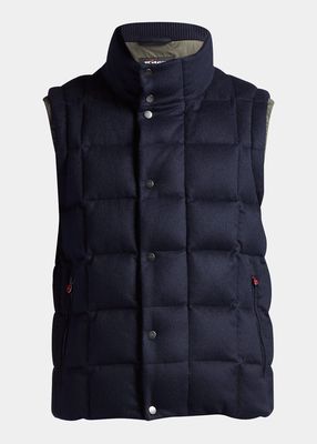 Men's Quilted Cashmere Full-Zip Puffer Vest