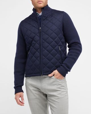 Men's Quilted Full-Zip Sweater