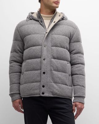 Men's Quilted Knit Hooded Jacket