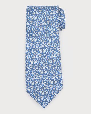Men's Rabbit-Print Silk Tie