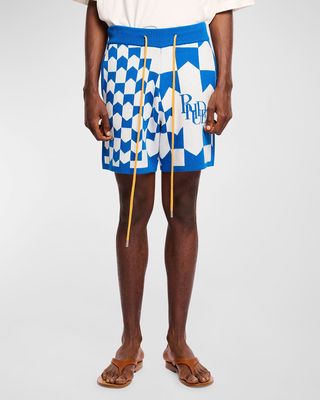 Men's Racing Checkered Knit Shorts