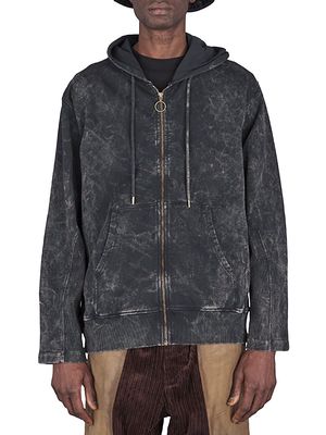 Men's Raindrop Zip-Up Hoodie - Black Charcoal Garment Dye - Size Medium - Black Charcoal Garment Dye - Size Medium