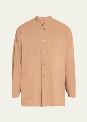 Men's Ramie Stand-Collar Boxy Shirt