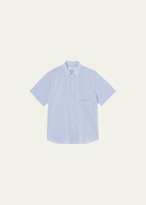 Men's Raw-Edge Striped Button-Down Shirt