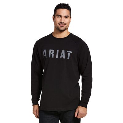 Men's Rebar Cotton Strong Block T-Shirt in Black, Size: 2XL-T by Ariat