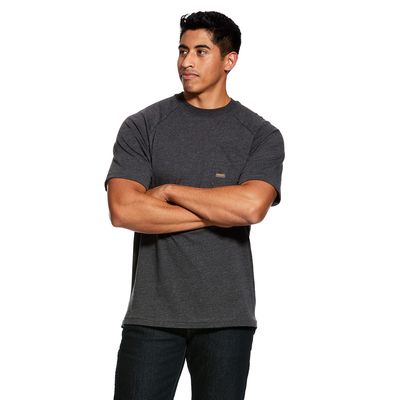 Men's Rebar Cotton Strong T-Shirt in Charcoal Heather, Size: Small by Ariat