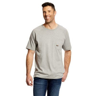 Men's Rebar Cotton Strong T-Shirt in Heather Grey, Size: Small by Ariat