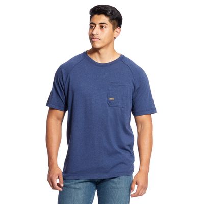 Men's Rebar Cotton Strong T-Shirt in Navy Heather, Size: XS by Ariat