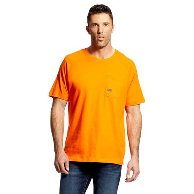 Men's Rebar Cotton Strong T-Shirt in Safety Orange, Size: XS by Ariat