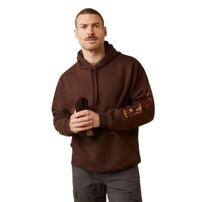 Men's Rebar Graphic Hoodie in Coffee Bean Caramel Cafe, Size: XS by Ariat